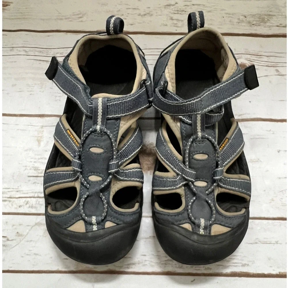 Keen Newport H2 Sandals Navy Blue Tan Waterproof Outdoor Youth Size 4